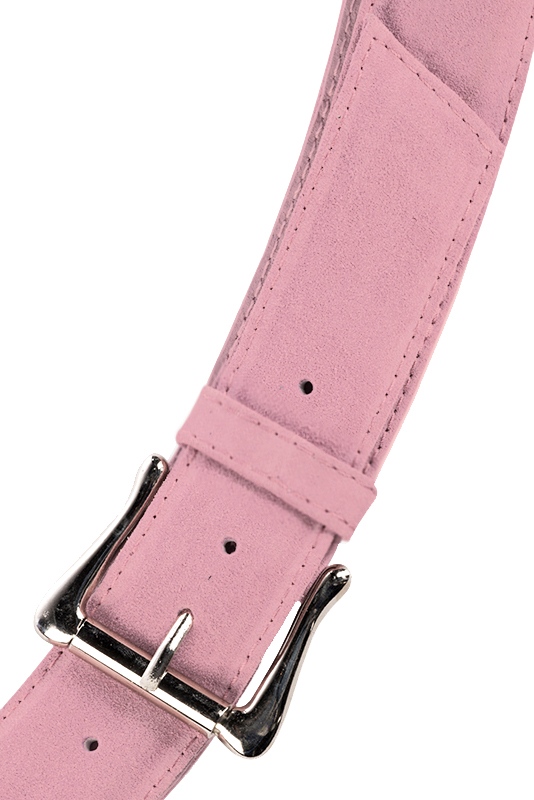 Carnation pink women's dress belt, matching pumps and bags. Made to measure. Top view - Florence KOOIJMAN